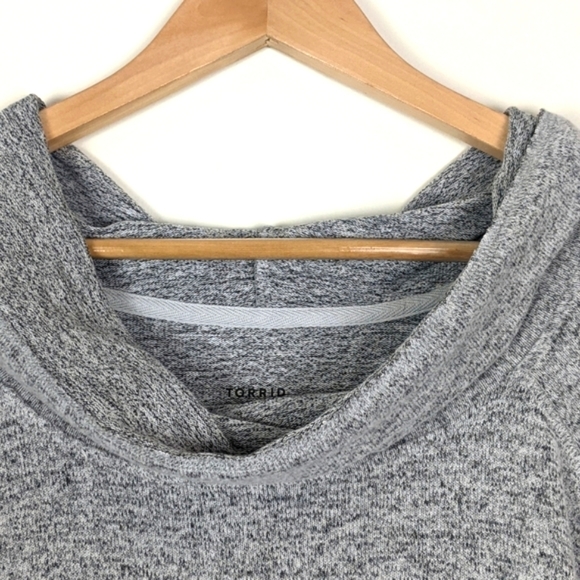 Torrid Women's Super Soft Plush Cowl Neck Raglan Tunic Sweatshirt Women’s 2 Gray - Picture 8 of 10